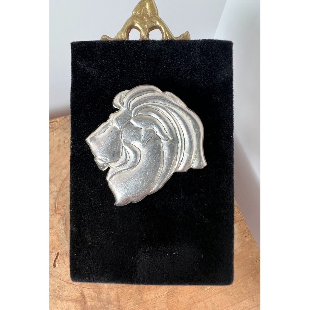 Vintage MWS Mark Wasserman Samara‎ 925 Sterling Lion Head Brooch Pin Signed
